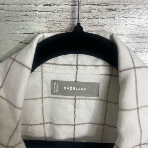 Everlane jacket shirt shacket White Grid Pattern Womens Shirt size large - Picture 6 of 8